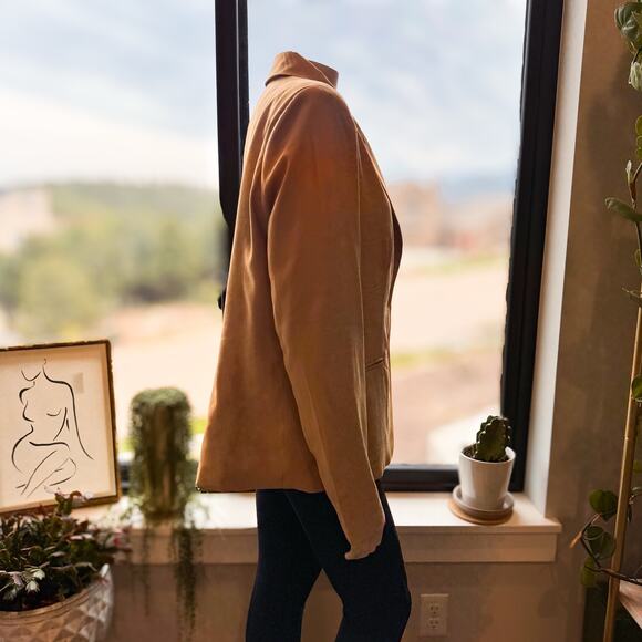 June Camel/Tan Tailored Fluid Button Down Blazer by Francesca's - Size: Large - Picture 3 of 8